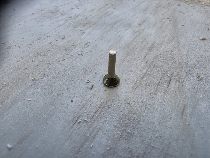 A stripped screw removed during a repair job — the small things matter